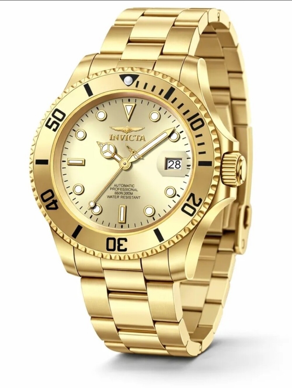 Invicta Pro Diver 69741 Automatic Mens Gold SS Watch & Bracelet Gold Copper Dial